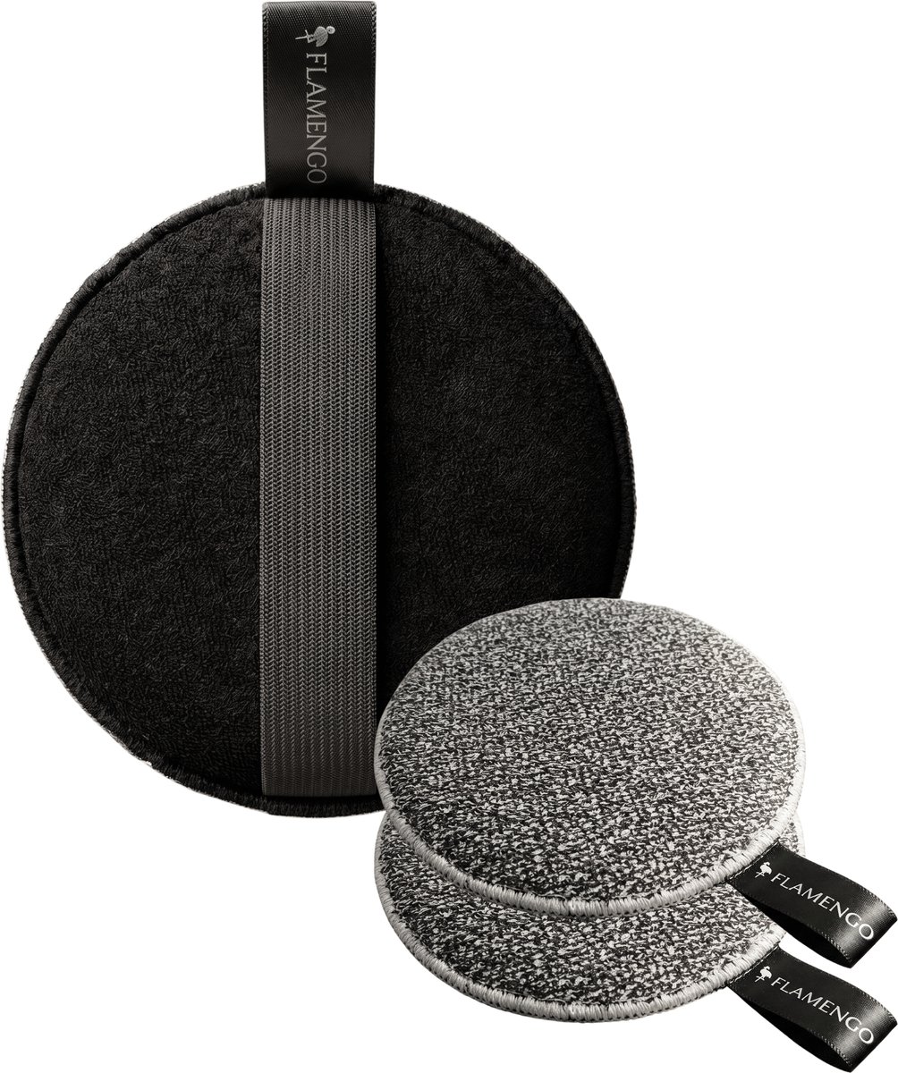 Flamengo body exfoliating scrubber - 3 STUKS - Herbruikbaar - body scrub - exfoliating handschoen - scrub washand- peeling lichaam dode huidcellen verwijderen - lichaam huid scrubben - douche