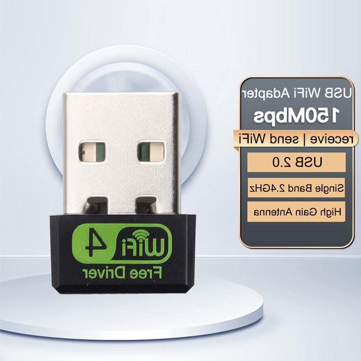 Draadloze WiFi Adapter - Netwerkkaart USB - Internet Verbinding - Plug and Play - 150 Mbps - Zwart