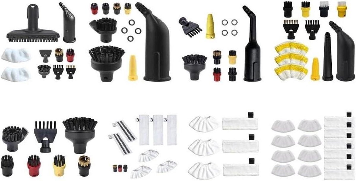Stoomreiniger Accessoires - Borstel Set - Hardnekkig Vuil Verwijderen - Inclusief Doekhoes - 1 Set - Veelkleurig