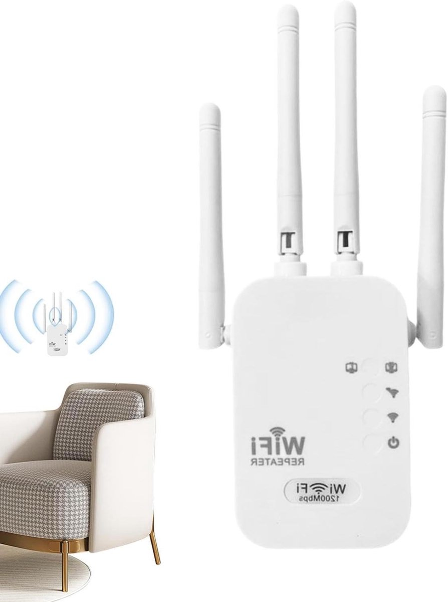 Wifi Versterker - Netwerk Accessoire - Internet Uitbreiden - Vier Antennes - 300 Mbps - Wit