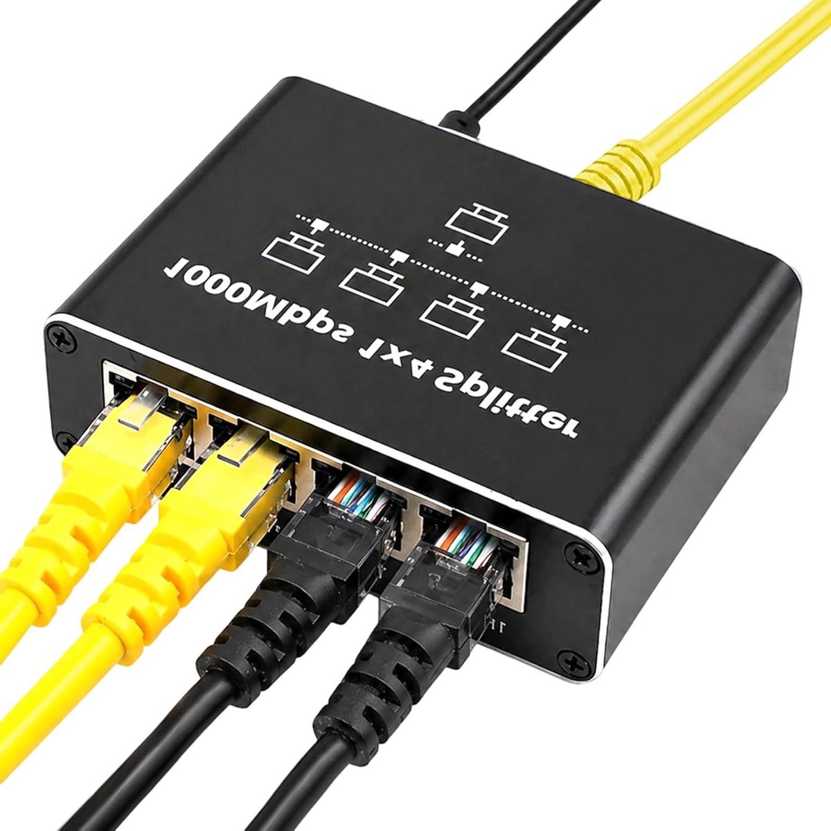 Netwerk Switch - Ethernet Hub - Data Overdracht - Gigabit Snelheid - 4 Poorten - Zwart
