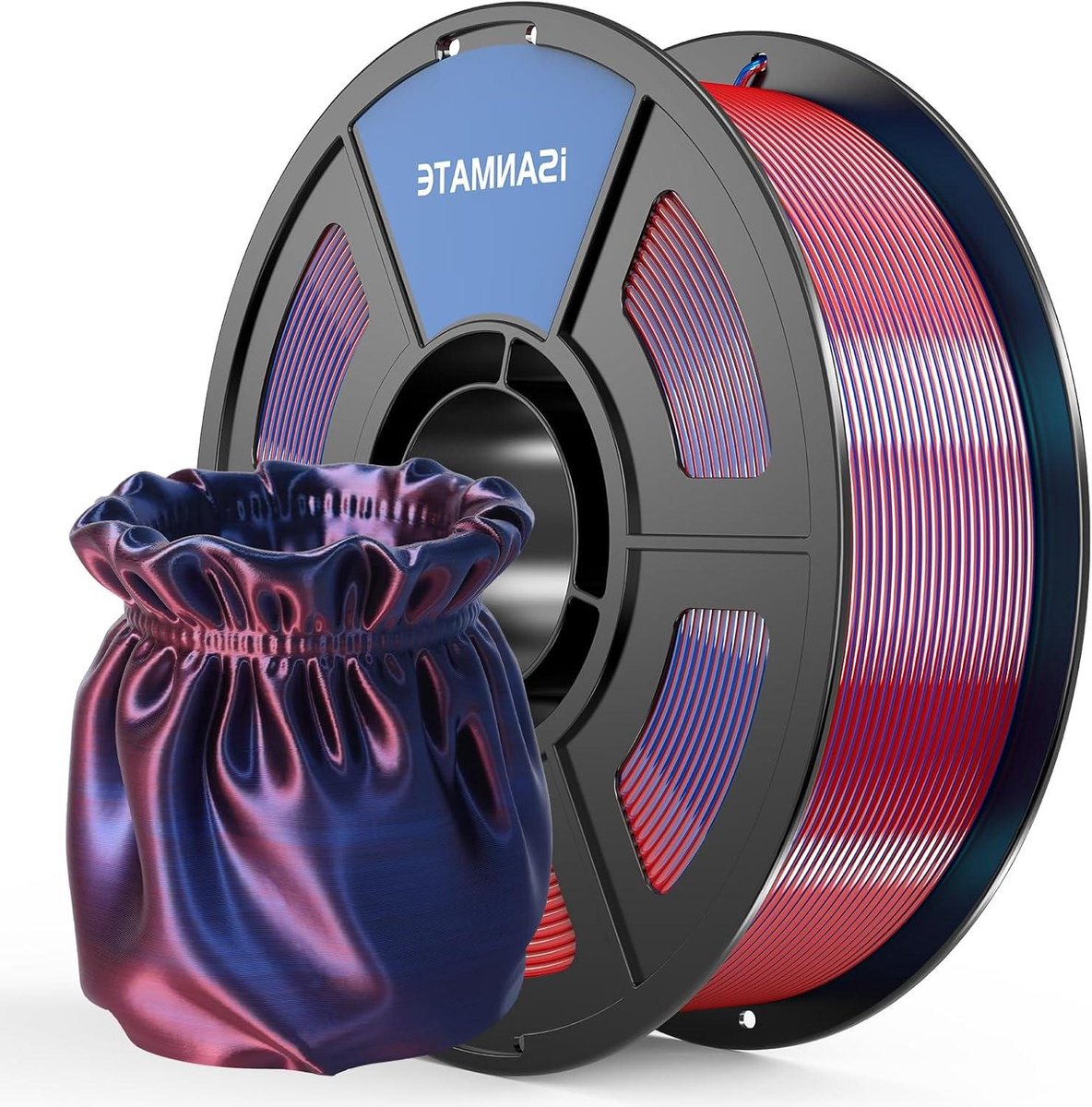PLA Filament - 3D Printer Materiaal - Creatief Printen - Zijde Glans Effect - 1.75 mm 1 kg - Rood Blauw