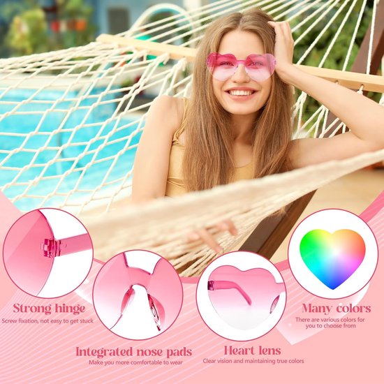 Hartvormige Zonnebrillen - Dames Brillen - Feestelijke Accessoires - Randloos Ontwerp - 10 Paar - Transparant — afbeelding 3