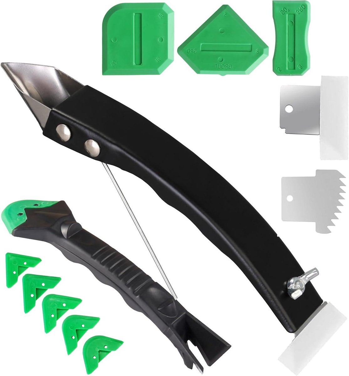 Kit afdichtingsset - Voeggereedschap set - Voegen afwerken - Inclusief 5 pads - 198 cm lengte - Grijs