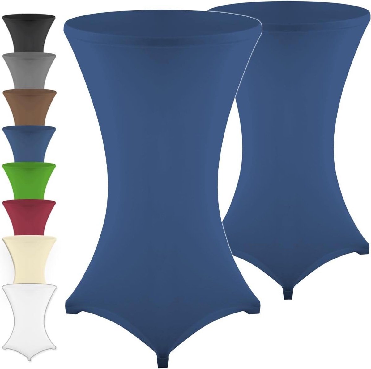 Statafelhoezen Set - Hoge tafelhoezen - Feestelijke aankleding - Voetversterking - 80-85cm - Blauw