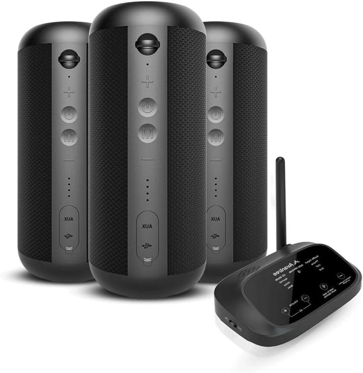 Avantree Harmony 2 – Multi-room draadloos luidsprekersysteem met Bluetooth en bekabelde ingangen, 3 speakers met zelfstandig gebruik, uitbreidbaar, lage latentie sync voor thuis en vergaderruimtes