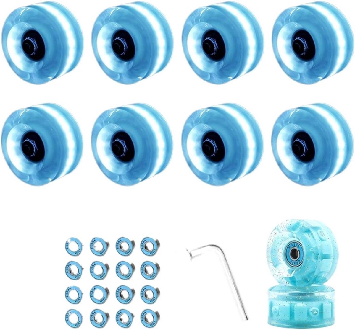Lichtgevende wielen 1/4/8 stuks 58 mm x 32 mm PU 82 A dubbele rijen rolschaatsen wielen skateboard 4 wielen zeer elastisch lichtwiel voor buiten geschikt voor alle Sor