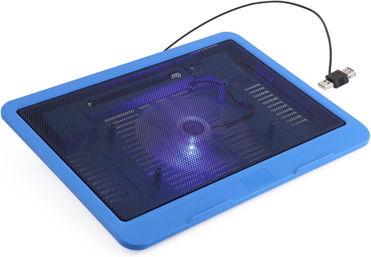 Allecto Plus - Laptop Koeler Pad USB-standaard Grote Ventilator - Notebook Koeler Cooling Pad - Koelstandaard 14" Notebook - Blauw