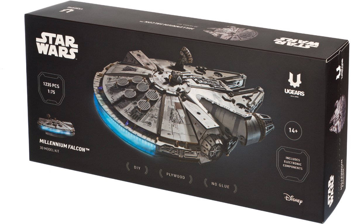 UGEARS 3D Modelbouw - Millenium Falcon - Star Wars - Mechanisch Bouwpakket Hout - Educatief Speelgoed — afbeelding 15