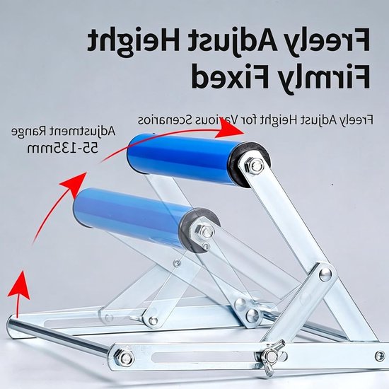 Verstelbaar Ondersteuningsframe voor Zaagmachine, Draagbare Tafelzaag Rollerstand, Hoogte 55-135mm, Ideaal voor Houtbewerking en Klussen — afbeelding 4