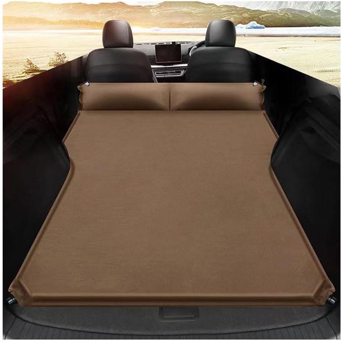Opblaasbaar Matras - Luchtbed Auto - Comfortabel Reizen - Zelfopblaasbaar - Universeel Formaat - Bruin