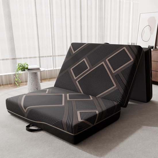 Vouwmatras - Gastenmatras Logeerbed - Comfortabel Slapen - Wasbaar Overtrek - 160x200 cm - Grijs — afbeelding 4