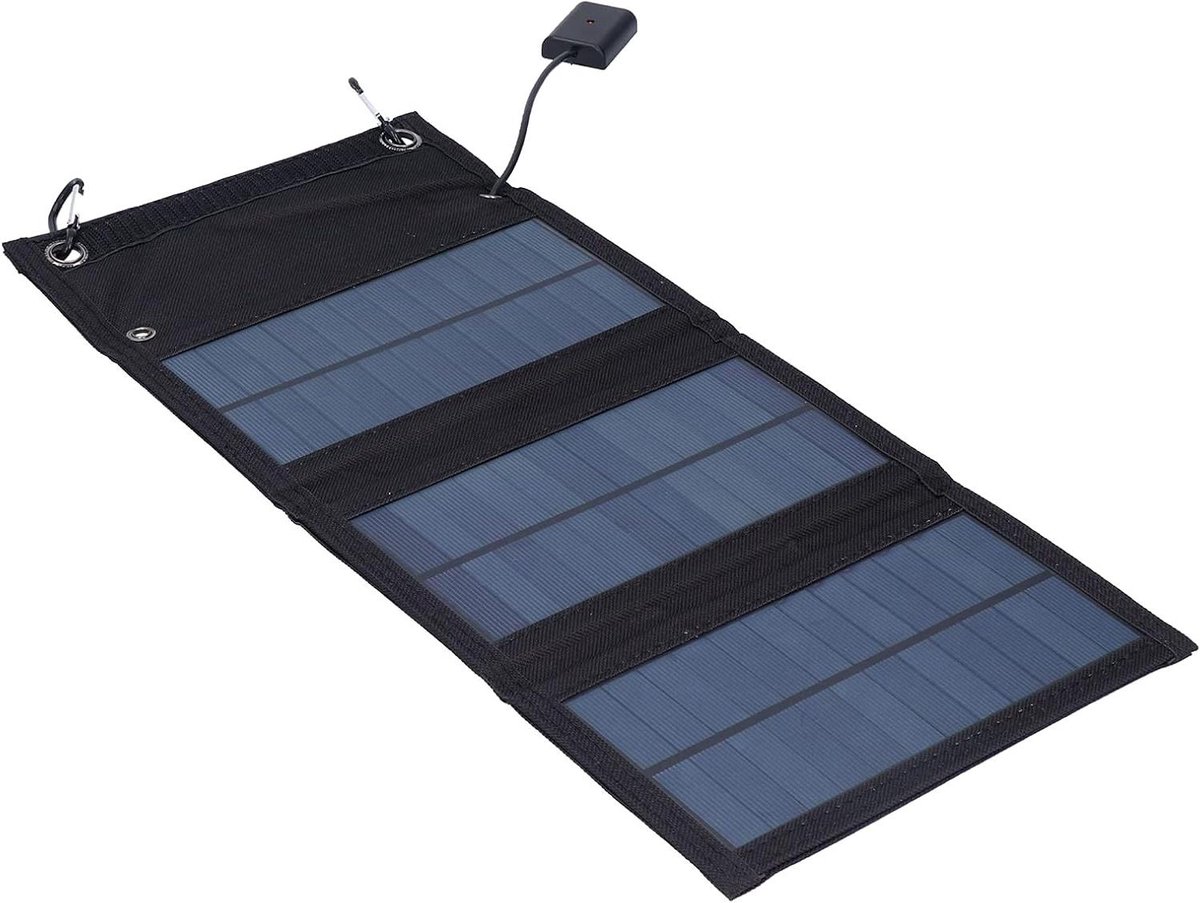 Draagbare Zonnellader - Opvouwbaar Paneel - Buiten Opladen - Waterdicht Oxford Doek - 8W 5V - Zwart