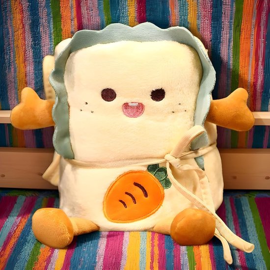 Knuffeldeken met kussen - 2-in-1 deken - Kinderen comfort - Creatief brood design - 90 x 115 cm - Wortel — afbeelding 5