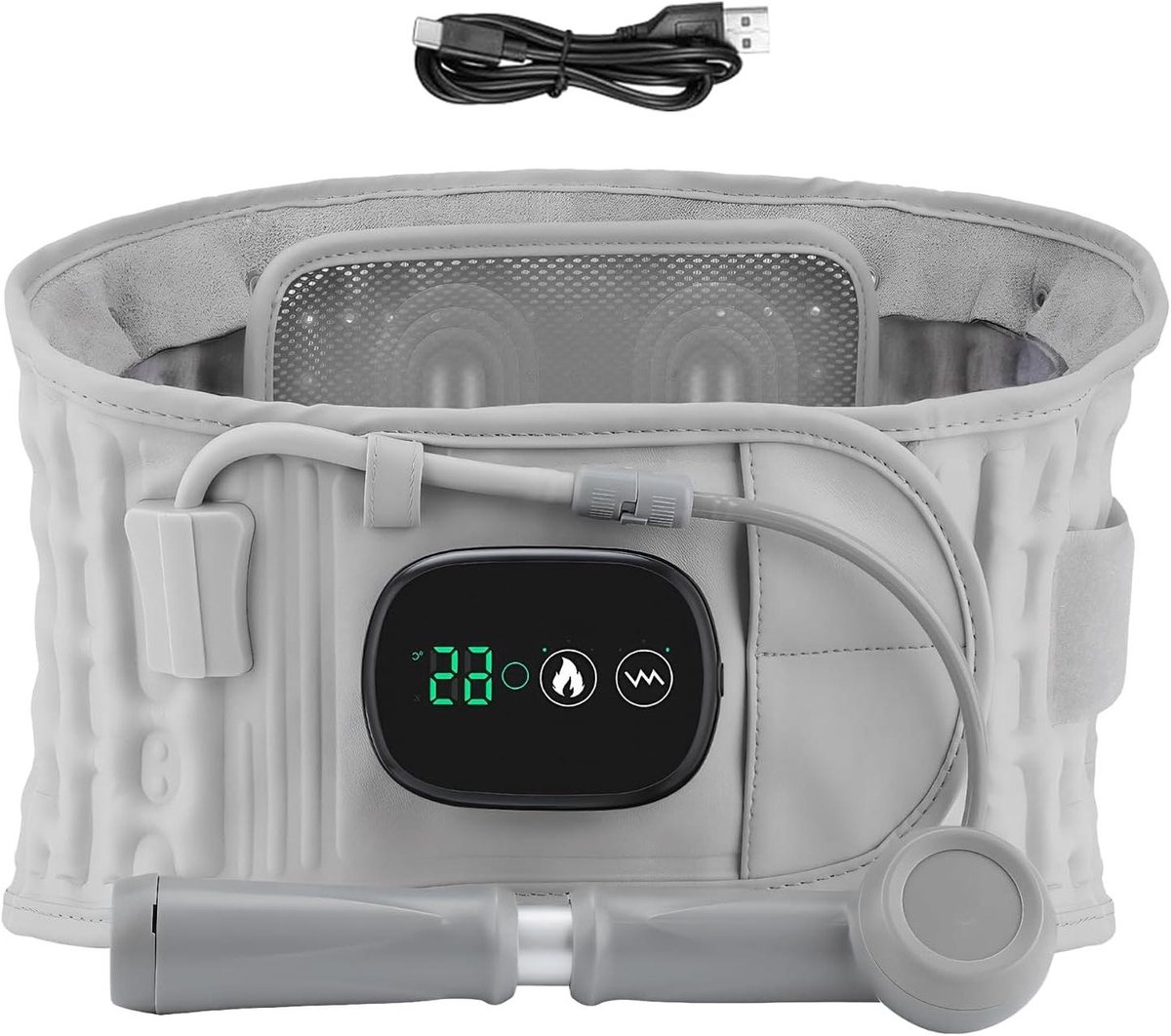 Verwarmingskussen - Lendensteun - Spierontspanning - USB Oplaadbaar - 120 cm - Zwart