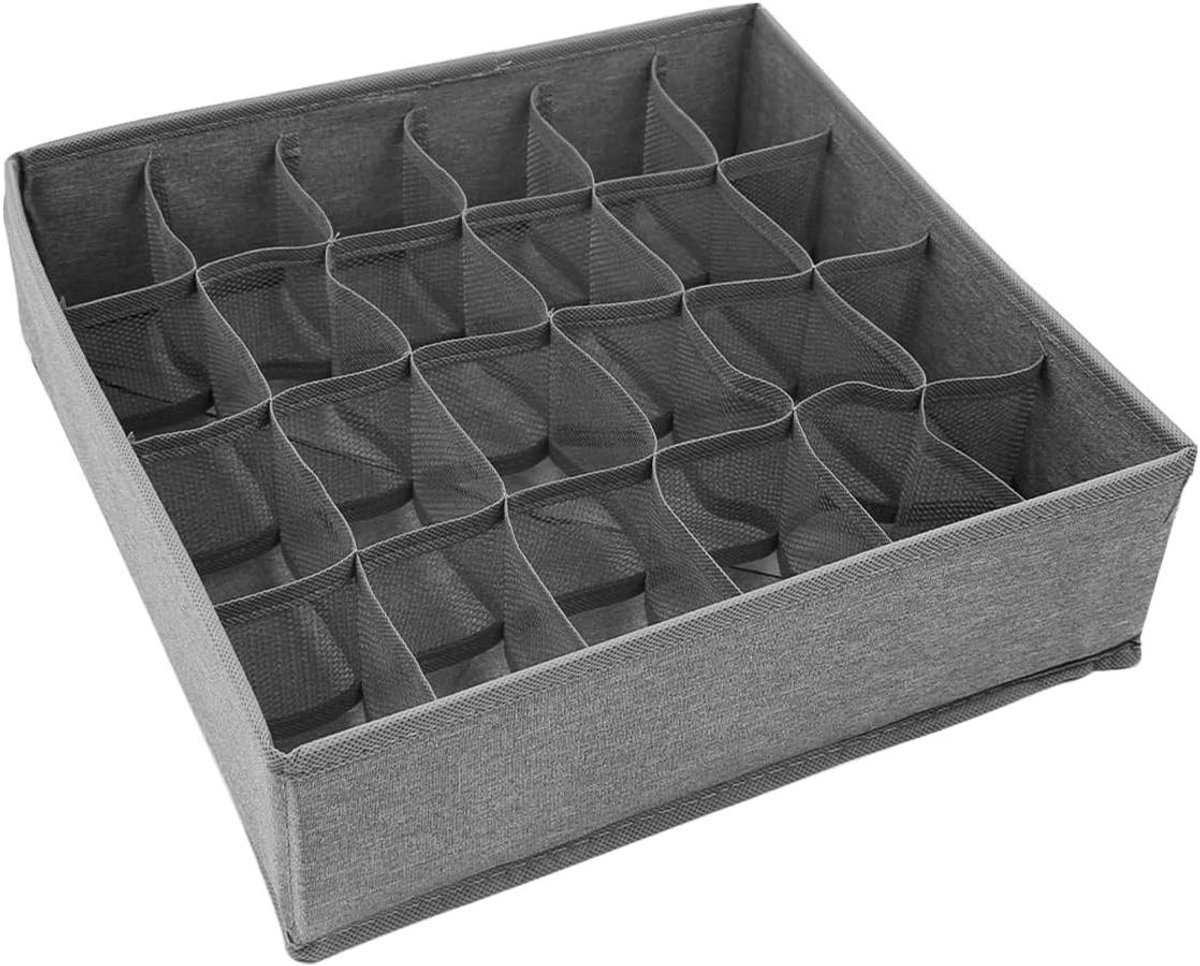 Opbergdoos Cellen - Lade Organizer - Kleding Opbergen - Opvouwbaar Ontwerp - 24 Cellen - Grijs
