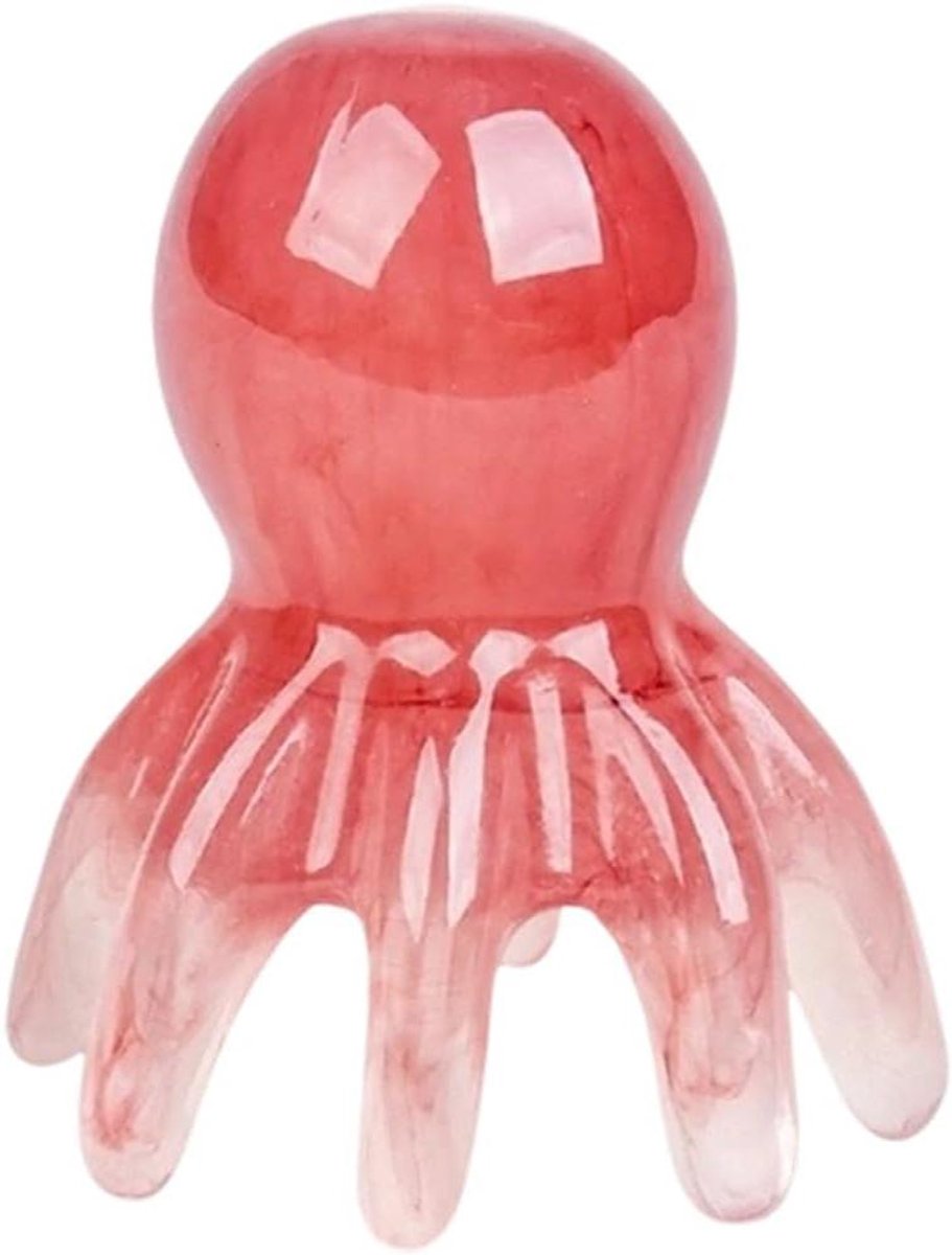 Hoofdmassageapparaat - Hoofdhuid krabber - Ontspanning lichaam - Octopus ontwerp - 7 cm - Rood