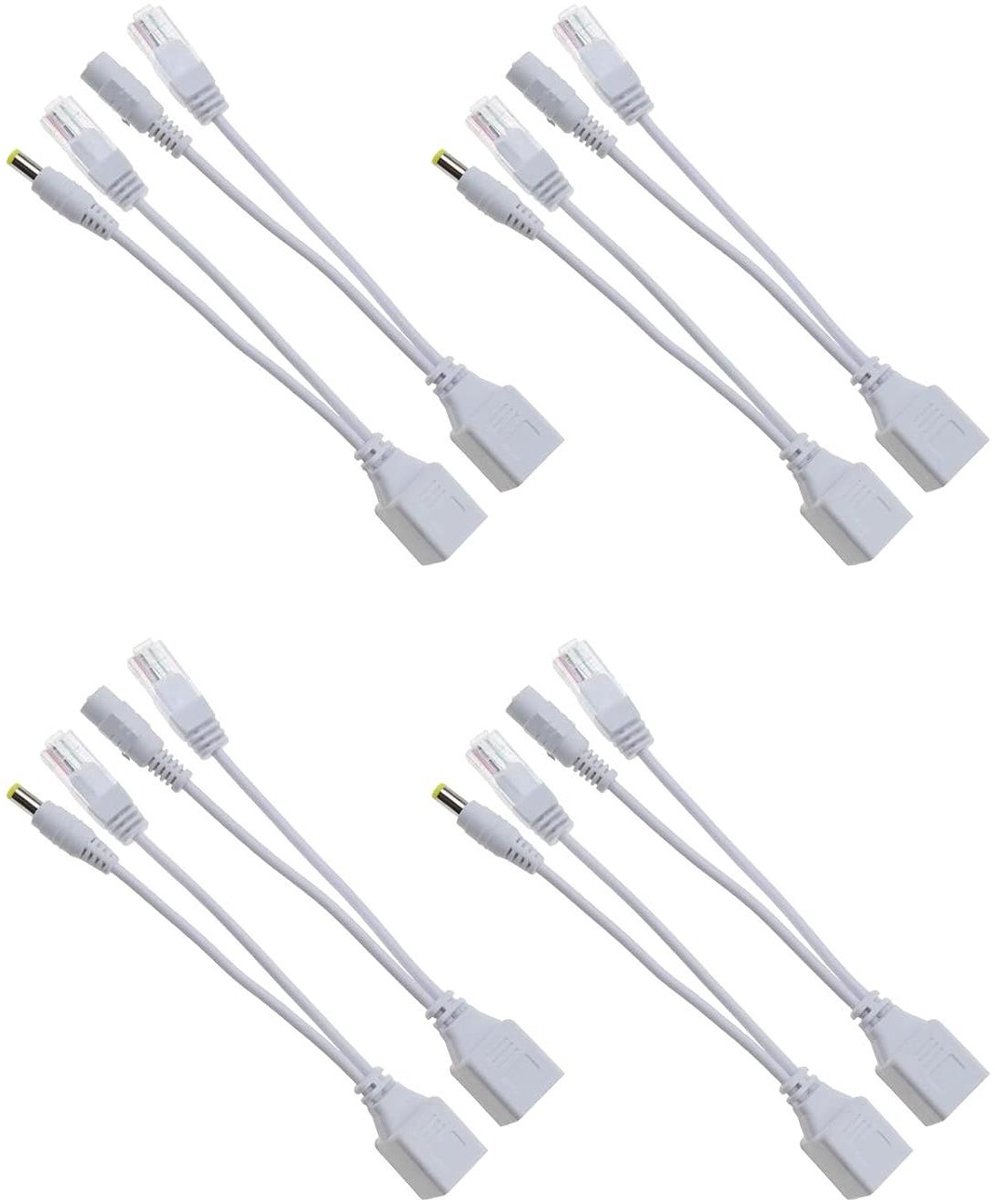 POE Injector Splitter Kit - Power Ethernet Adapter - Netwerkapparatuur Voeden - Koperen Connectoren - 4 Pairs - Wit