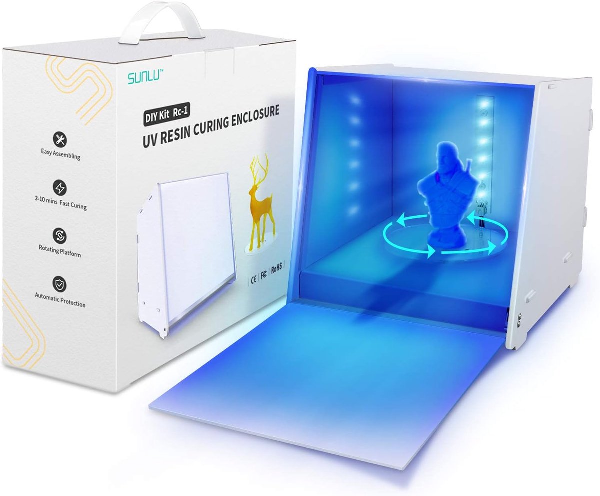 Hars Uithardingsbox - UV Droogmachine - 3D Modellen Uitharden - 360 Graden Rotatie - Instelbare Tijd - Wit