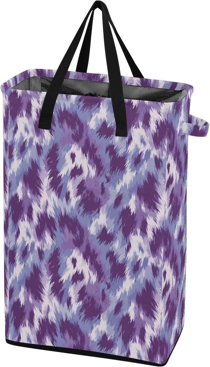 Wasmand Vuilnisbak Kleding Opbergen Waterdicht Oxford Stof 48 Liter Dierenbont Paars