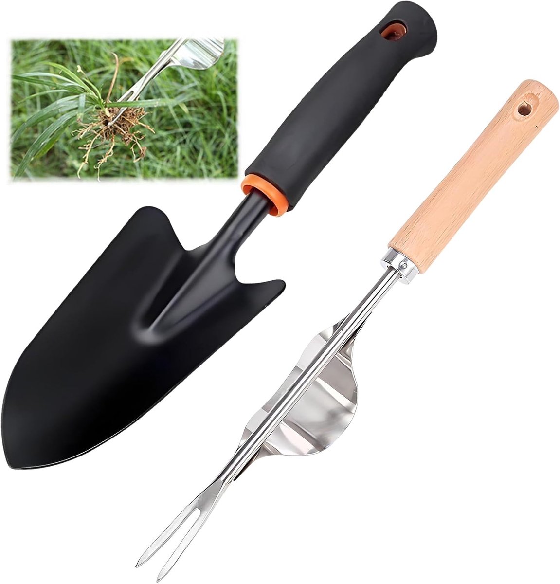 Onkruidsteker Set - Wortelverwijderaar - Tuinonderhoud - V-vormige Schoffel - 32 cm - Zilver