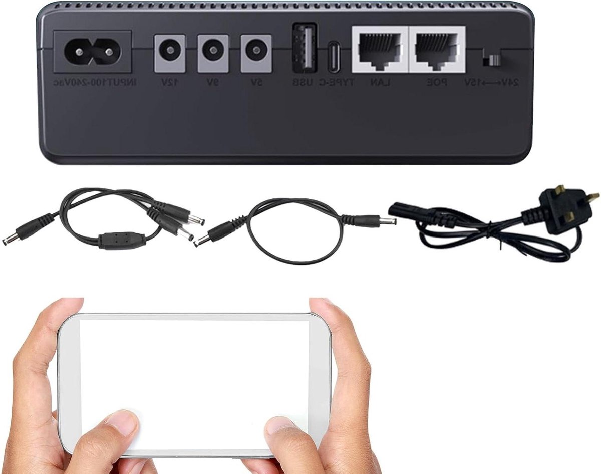 Reservebatterij - Back-up voeding - Apparaten voeden - Ononderbroken stroom - 10400 mAh - Zwart