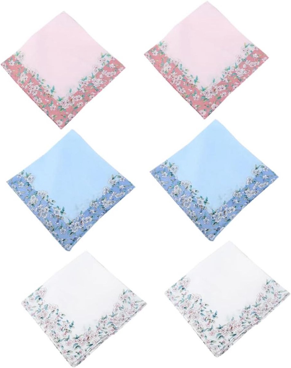 Bloemen Zakdoeken - Dames Sjaals - Baby Verzorging - Huidvriendelijk Katoen - 6 Stuks - Gekleurd