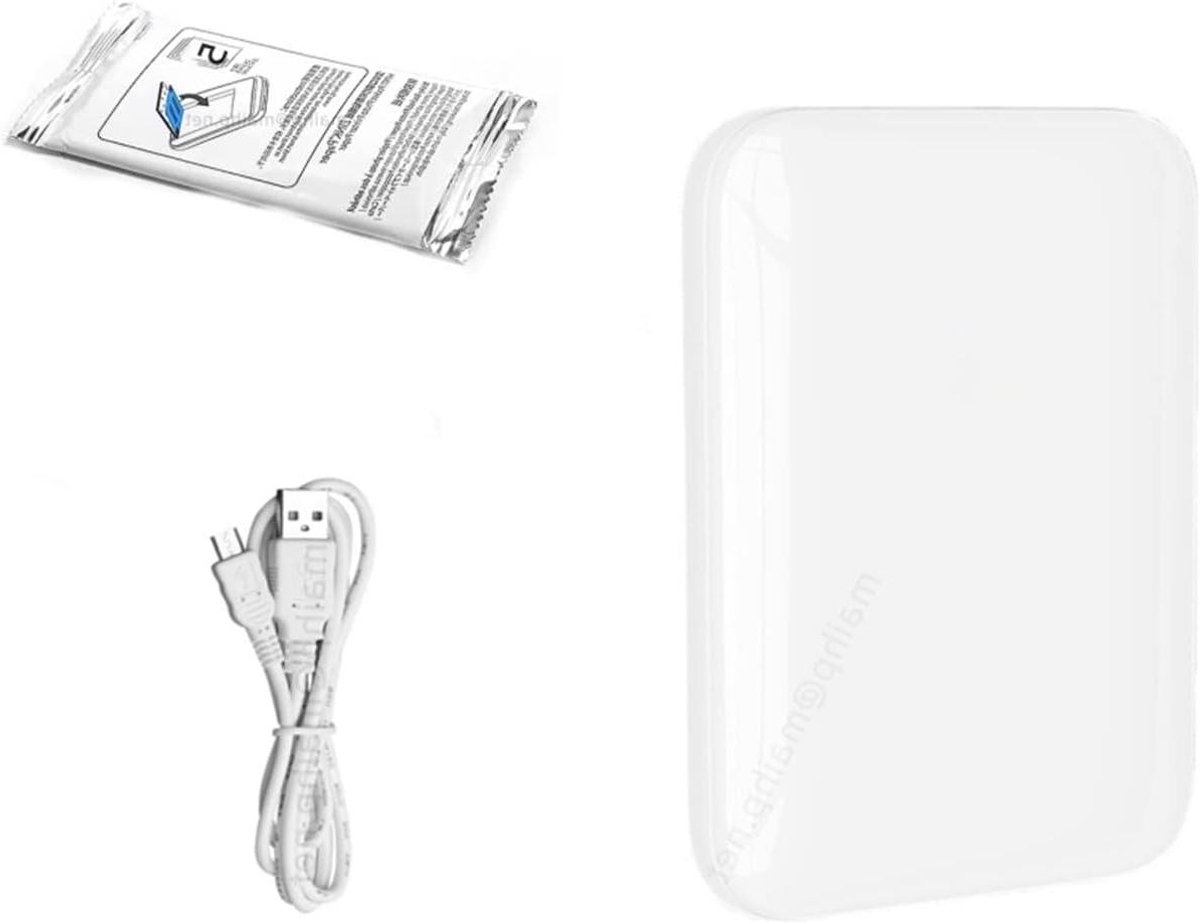 Handbediende inkjetprinter - Mini printer - Foto's printen - Draadloos via Bluetooth - 3x2x1 cm - Zwart