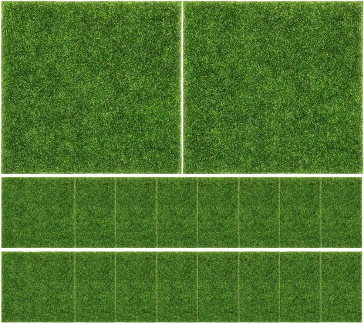 Kunstgrasmatten voor hobby - Nepgras tegels - Knutselprojecten decoreren - Realistisch groen effect - 18 stuks 15x15cm - Groen