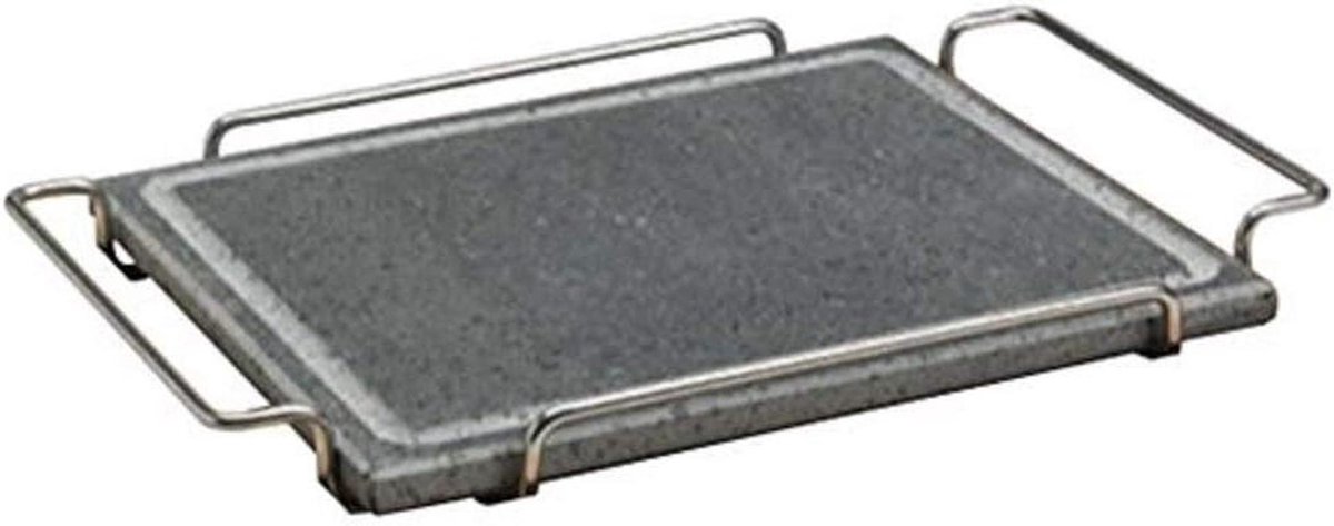 Pizza Steen - Bakplaat - Professioneel Bakken - Roestvrijstalen Houder - 25x30 cm - Zilver
