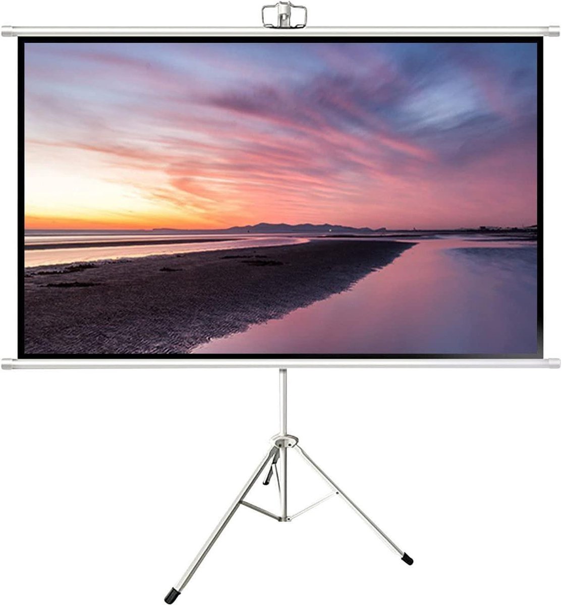 Projectiescherm met statief - Vloerscherm opklapbaar - Mobiele presentatie thuis - 178 graden kijkhoek - 60-100 inch - Wit