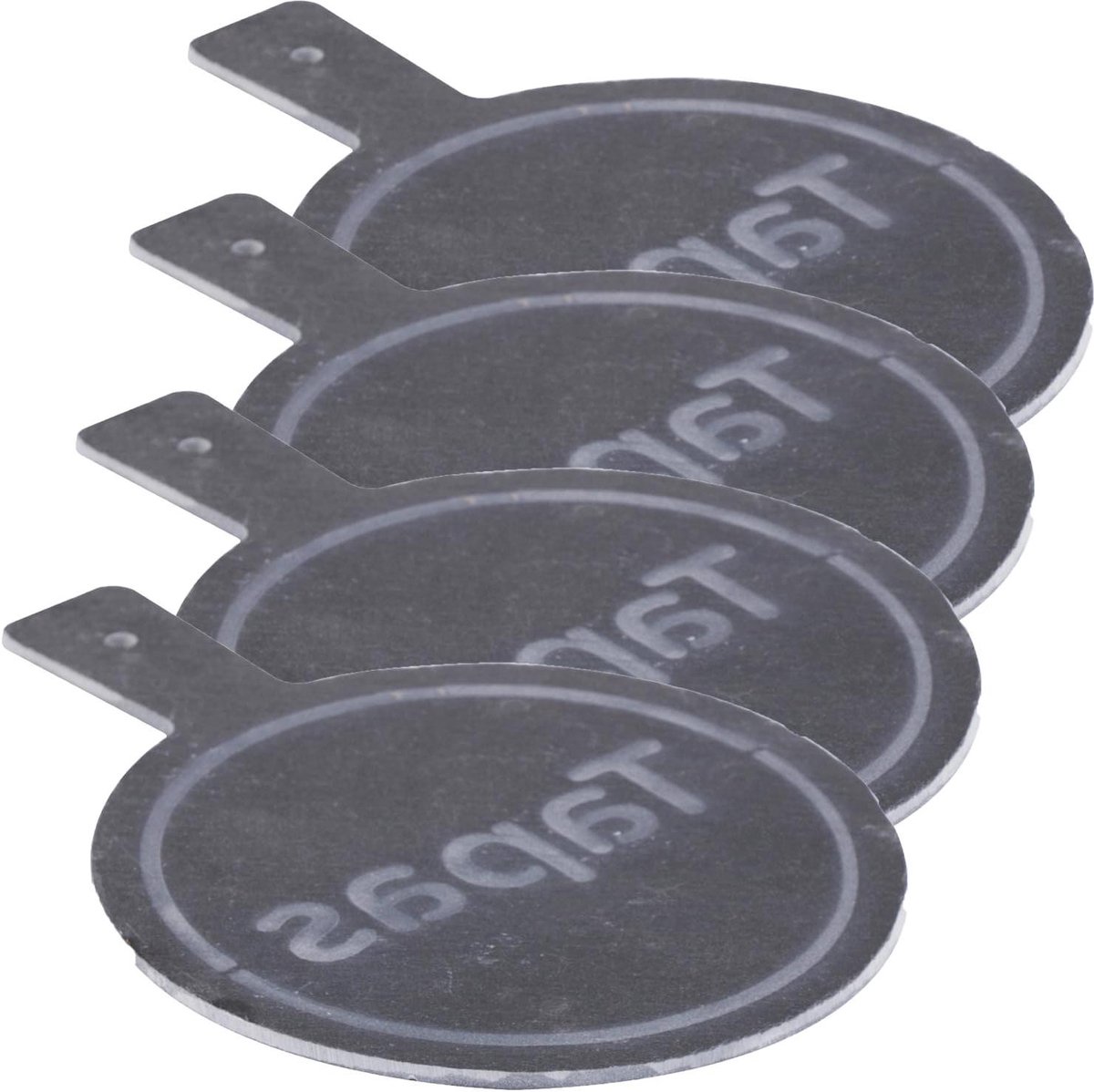 Serveert set - Leisteen plankjes - Tapas presenteren - Met handgreep - 4 stuks 19 cm - Grijs