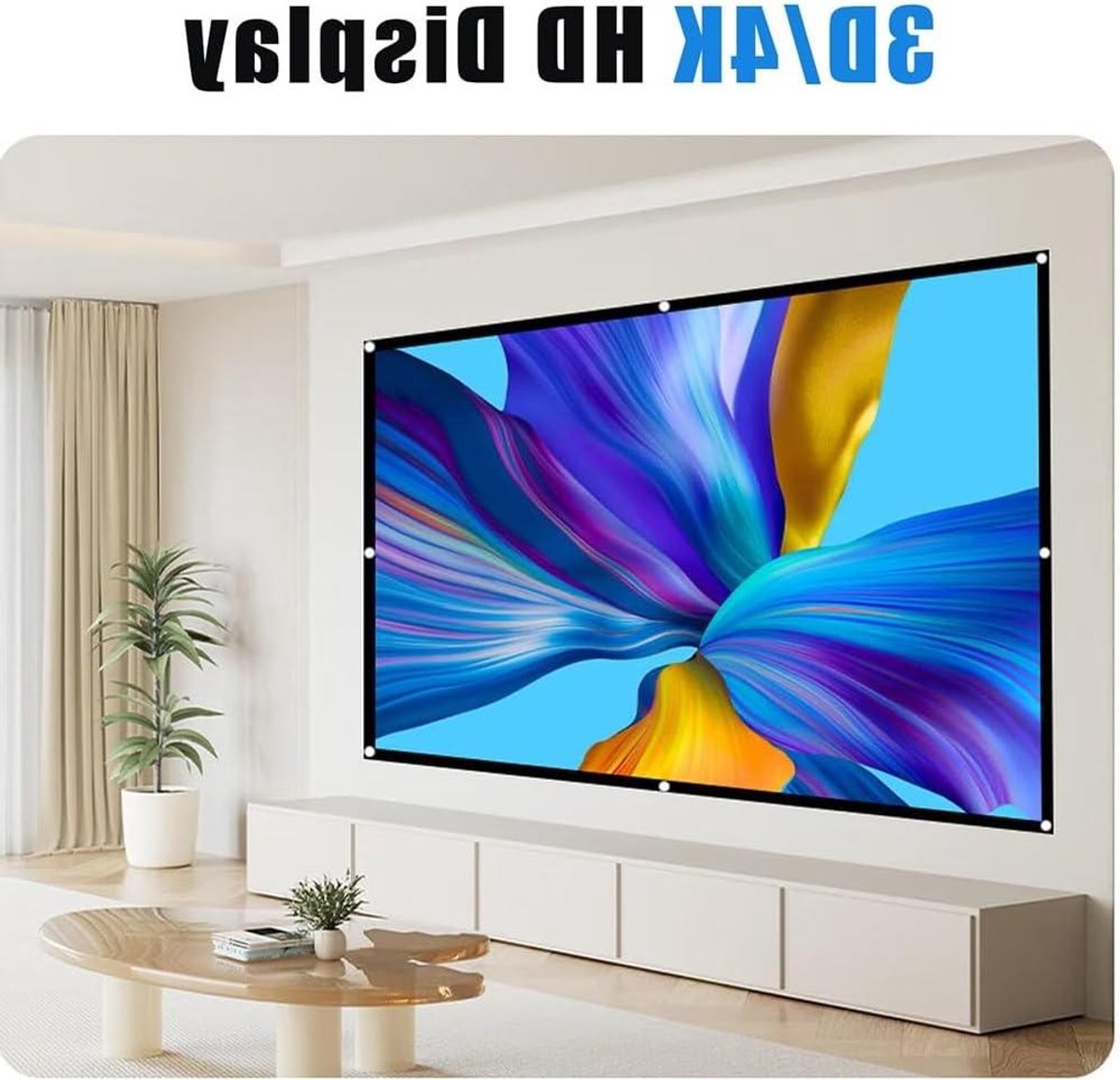 Projectiescherm Opvouwbaar - Draagbaar Filmscherm - Thuisbioscoop Ervaring - Kreukvrij Wasbaar - Tot 300 inch - Wit
