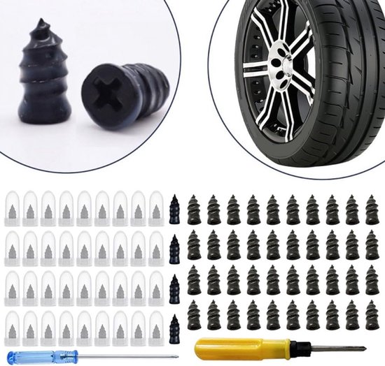 Bandenreparatie Set - Rubberen Nagels - Lekke Banden Herstellen - Zonder Band Demontage - 20 Grote 20 Kleine - Zwart — afbeelding 4