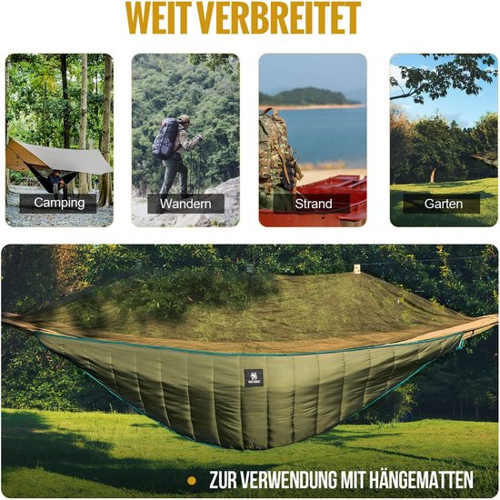 Hangmat Onderdeken - Isolatiemat Warmtebescherming - Outdoor Kamperen - Ultralicht Ontwerp - 280 x 120 cm - Legergroen — afbeelding 3