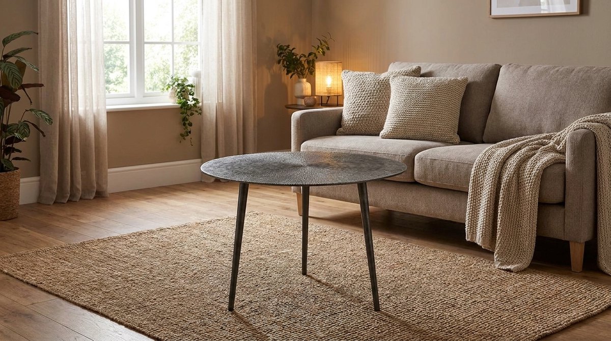Salontafel – House&Garden Nobby Luxe Bijzettafel Rond – Antiek Ash Metaal – Industriële Design Salontafel – Handgemaakt Gegoten Metaal – Ø50 cm