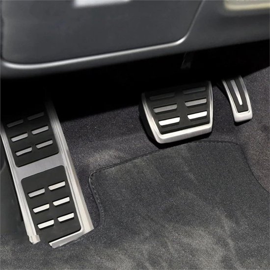 Pedaalhoezen Set - Auto Pedaal Covers - Verbeterde Grip - Roestvrij Staal Rubber - 25x10x5 cm - Zilver — afbeelding 2