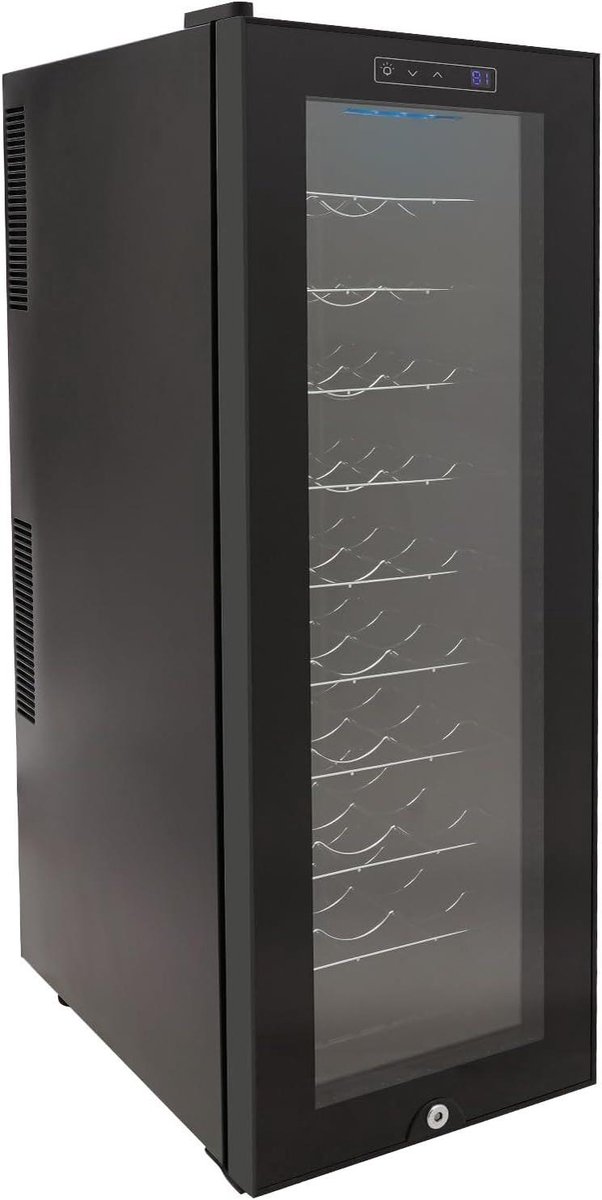 Wijnkoelkast - Wijnklimaatkast - Wijn bewaren - Dubbel luchtkoelsysteem - 76 liter - Zwart