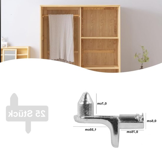 Set van 25 L-vormige Planksteunen met Opbergdoos, Ideaal voor Keukenkast, Boekenkast en Kasten, Stevige Plankondersteuning voor Optimale Ruimtebenutting — afbeelding 2