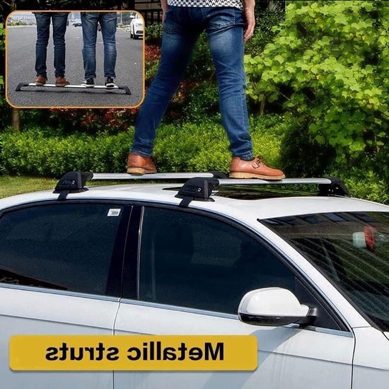 Dakrails Set - Zijstangen Auto - Bagage Vervoer - Geïntegreerd Vergrendeling - 90 kg Draagvermogen - Zwart