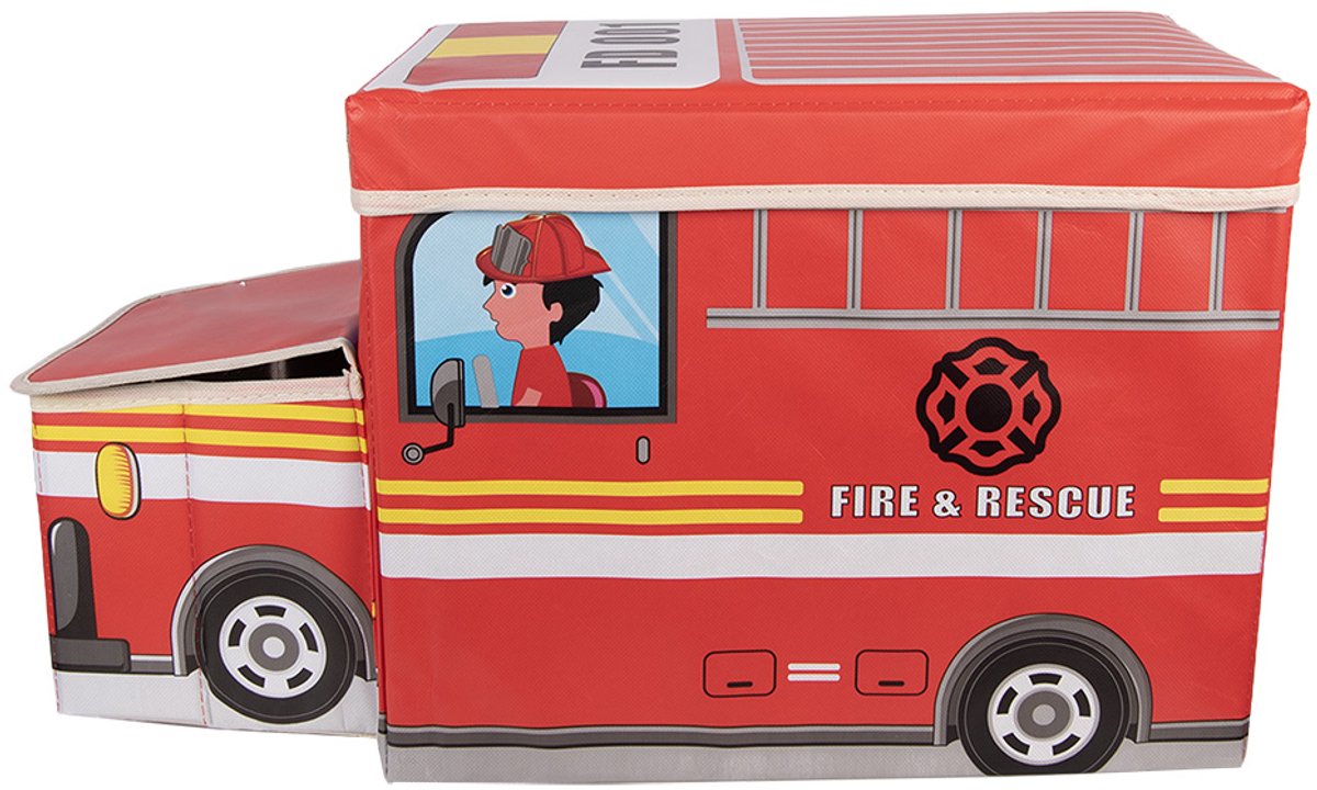 Clayre & Eef Opbergdoos Auto 55x32x28 cm Rood Kunststof