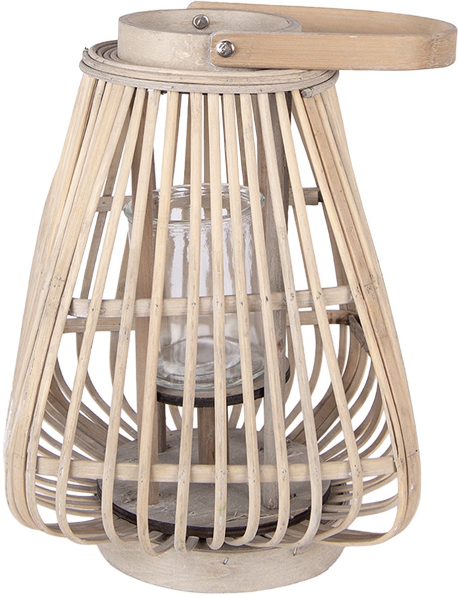 Windlicht 23x23x30 cm Beige Rotan