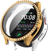 Hoesje Geschikt voor Samsung Galaxy Watch 7 40MM - Bumper Case met Ingebouwde Tempered Glass Screen Protector - Rhinestone Goud