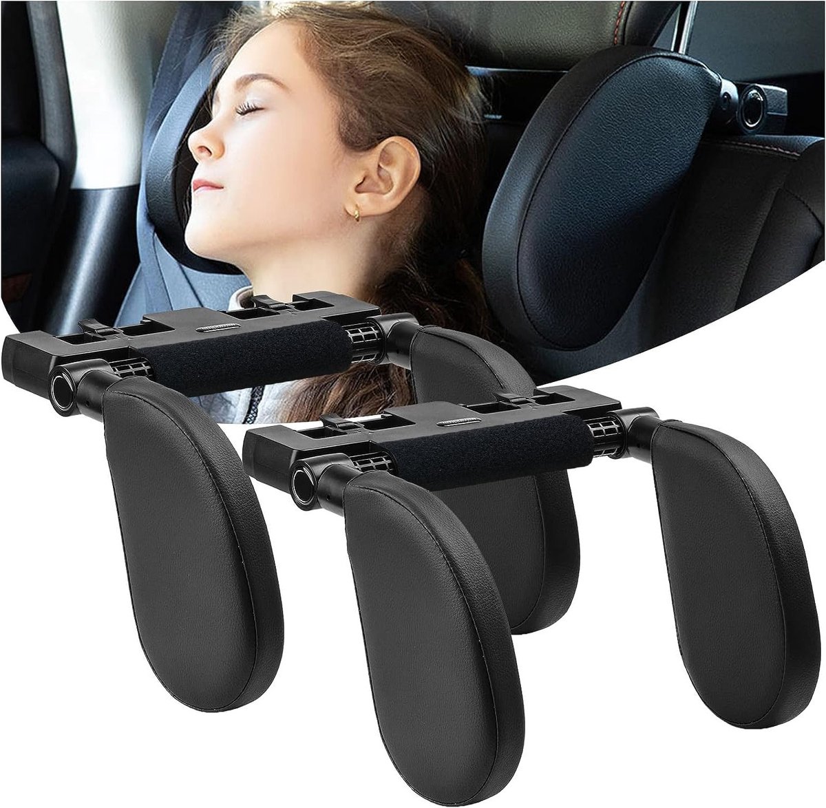 Verstelbare Hoofsteun voor Kinderen en Volwassenen, Zacht Geheugenfoam, 180 Graden, Verwijderbare Neksteun voor Comfortabel Slapen in de Auto