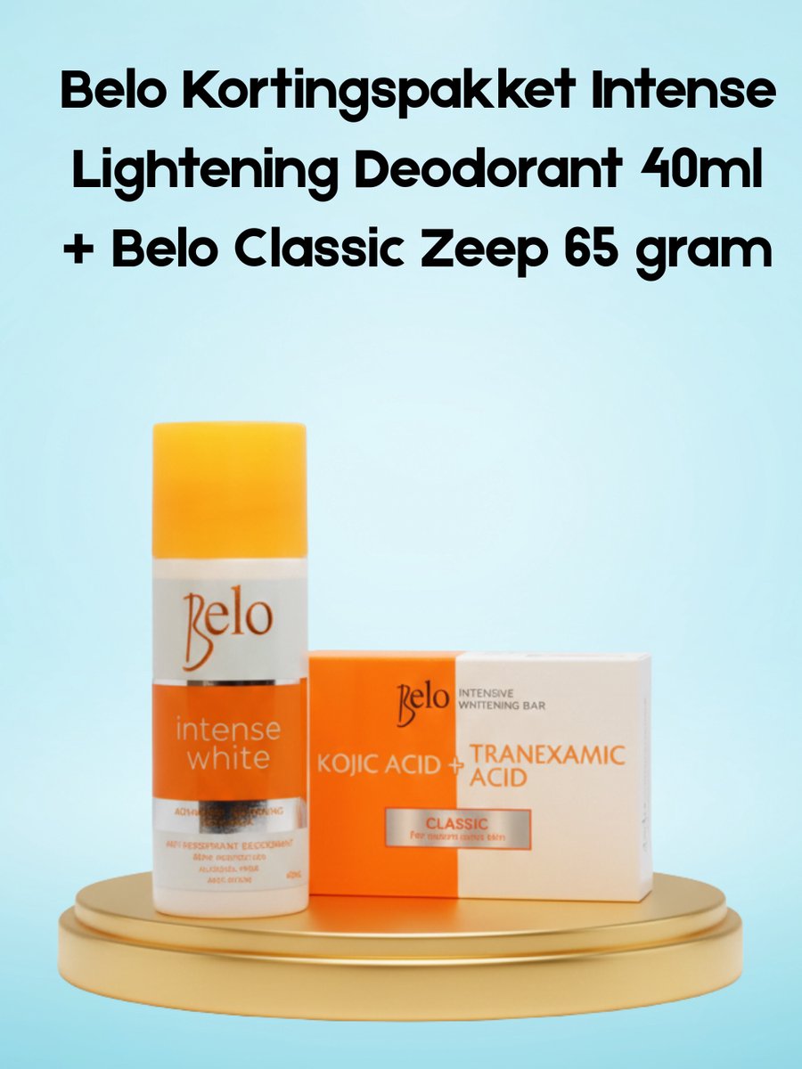 Belo Voordeelpakket – Intense Lightening Deodorant 40 ml + Klassieke Zeep 65 g – Verhelderende & Hydraterende Set – Verminderde Donkere Vlekken, Egaliseert de Huidtint & Houdt de Huid Fris, Zacht & Stralend