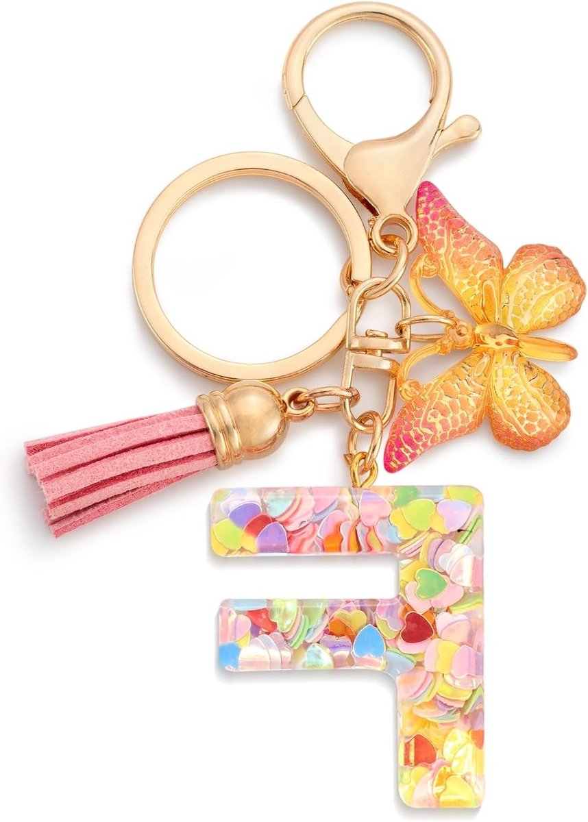 Persoonlijke Sleutelhanger voor Meisjes met Initiële Letter en Vlinderontwerp in Roze - Uniek Cadeau voor Vriendinnen, Verjaardag of Feestdagen