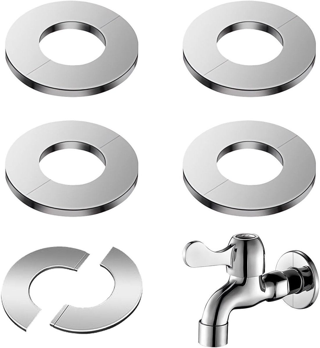 Verchroomde rozetten voor verwarmingsbuizen, universele afdekking voor kranen, 24 mm diameter, geschikt voor buizen en douchebakken, duurzame rozetten voor een strakke afwerking
