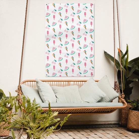 Affiche jardin - Toile jardin - Posters de jardin extérieur - Été - Pastel - Motif - 80x120 cm - Jardin