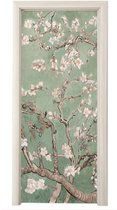 Deurposter 80x205 cm - Deursticker Amandelbloesem - Kunst - Van Gogh - Groen - Meubelfolie zelfklevend - Deurfolie woonkamer - Interieurfolie fotobehang - Deur plakfolie - Deurstickers - Deurbehang sticker - Kamer decoratie