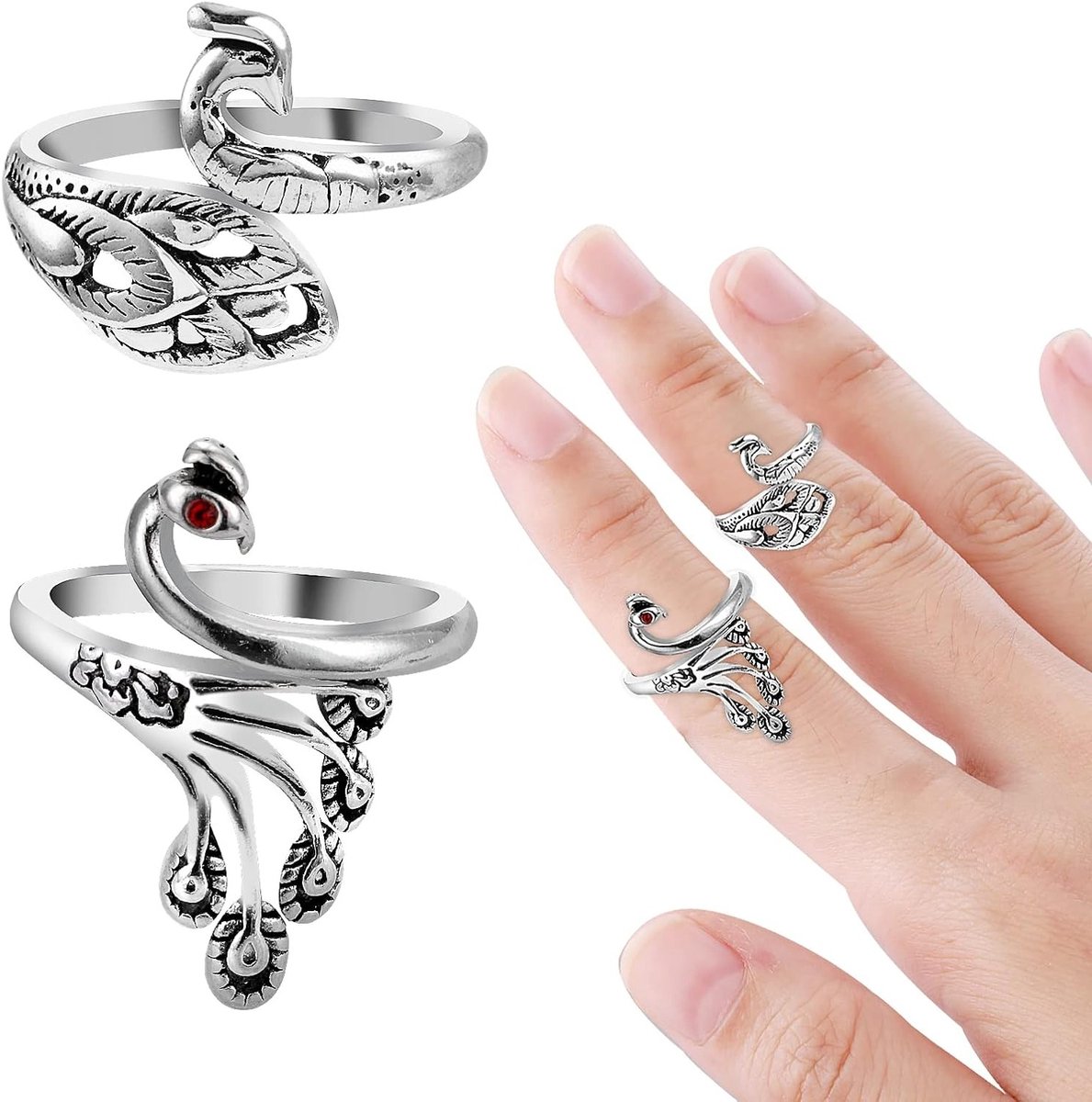 Verstelbare Vingerhaak Ringen, Set van 2, Draadbevestiging, Draadbeugel met Labels en Accessoires voor Handwerk